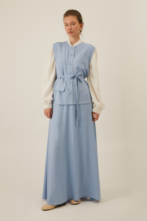 Pocketed Viscose-Linen Set – Baby Blue