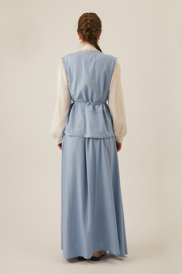 Pocketed Viscose-Linen Set – Baby Blue - 6