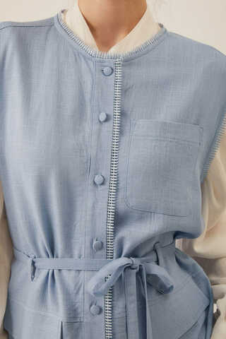 Pocketed Viscose-Linen Set – Baby Blue - 4