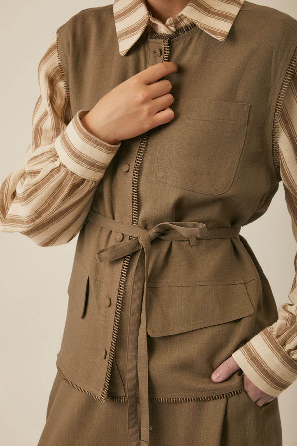 Pocketed Viscose-Linen Set – Earth Tone - 4