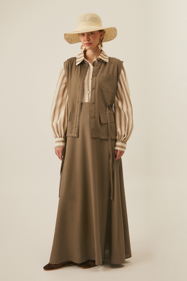Pocketed Viscose-Linen Set – Earth Tone - 5