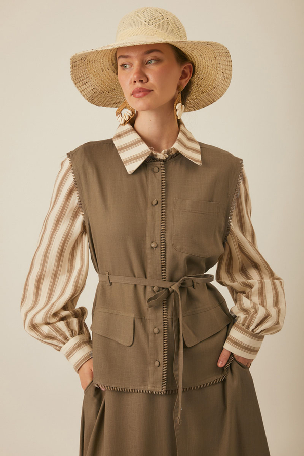 Pocketed Viscose-Linen Set – Earth Tone - 2