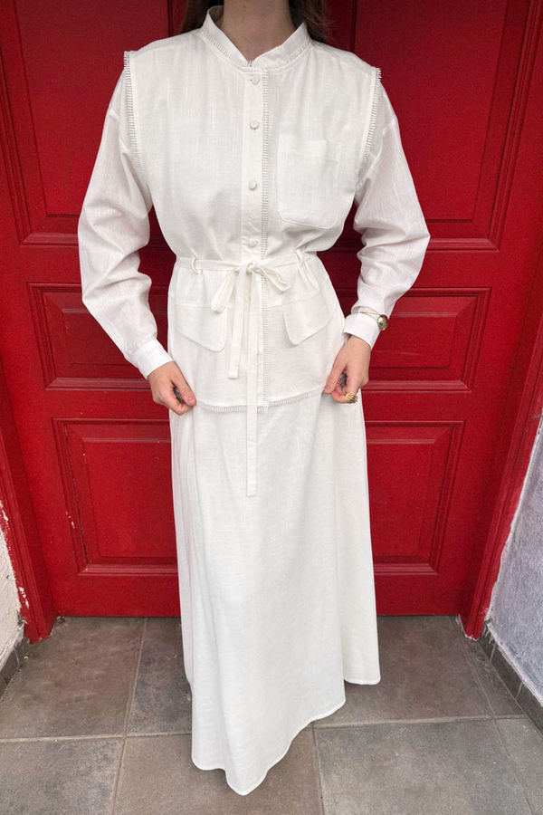 Cepli Viscon Keten Takım Beyaz - 3