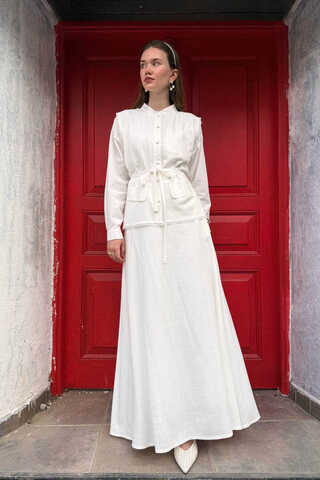 Cepli Viscon Keten Takım Beyaz - 4