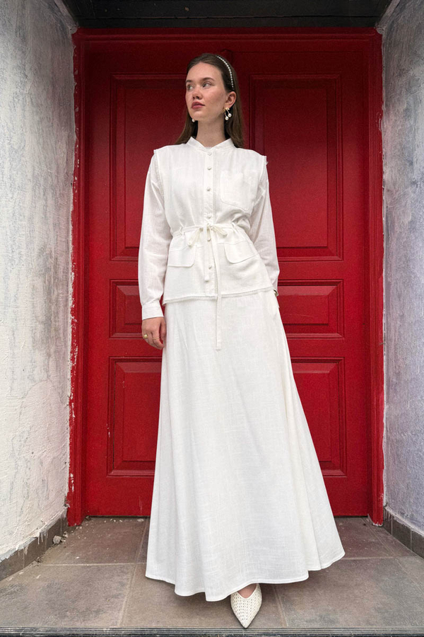 Cepli Viscon Keten Takım Beyaz - 4