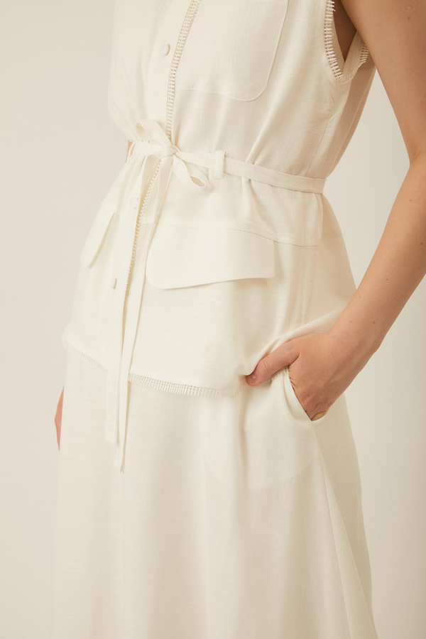 Pocketed Viscose-Linen Set White - 15