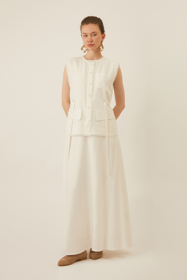 Pocketed Viscose-Linen Set White - 17