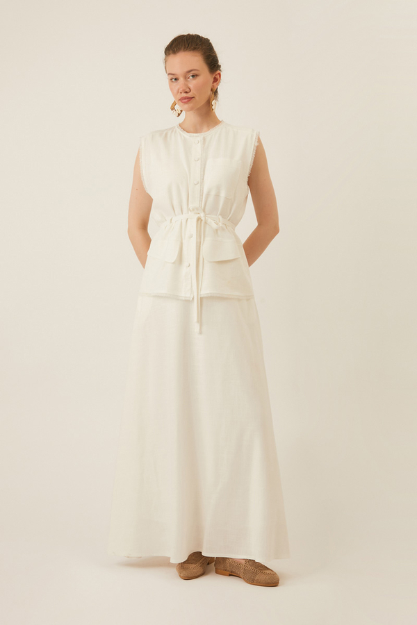 Pocketed Viscose-Linen Set White - 12