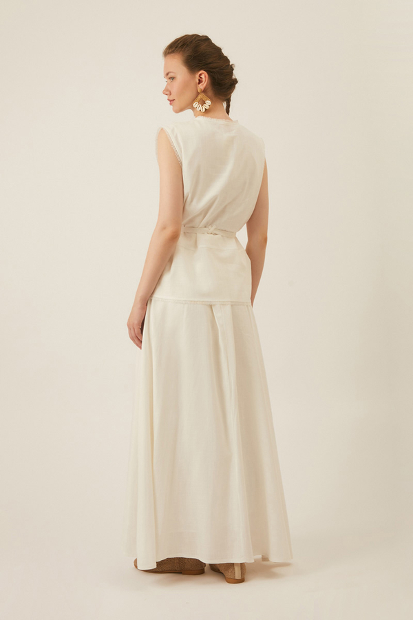 Pocketed Viscose-Linen Set White - 18