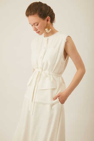 Pocketed Viscose-Linen Set White - 16