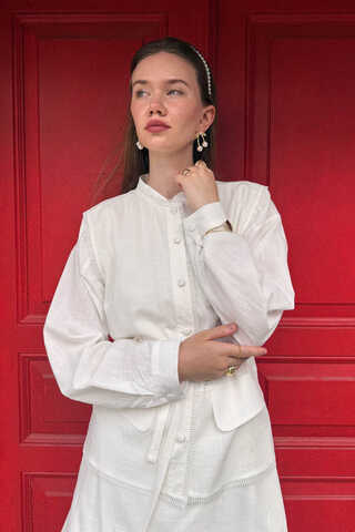 Pocketed Viscose-Linen Set White - 2