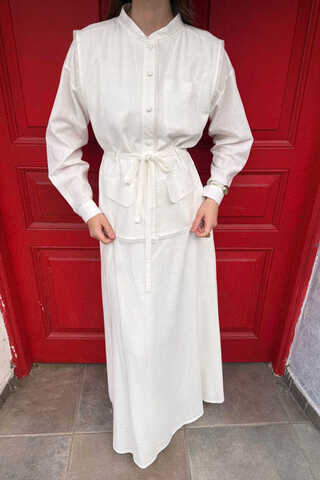 Pocketed Viscose-Linen Set White - 3