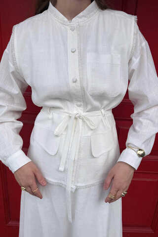 Pocketed Viscose-Linen Set White - 7