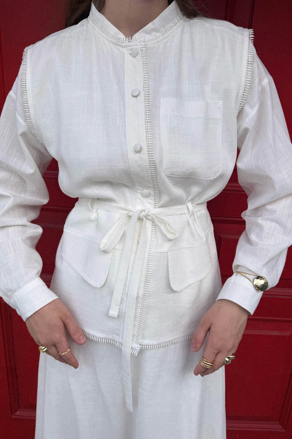 Pocketed Viscose-Linen Set White - 7