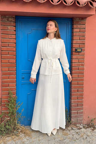 Pocketed Viscose-Linen Set White - 11