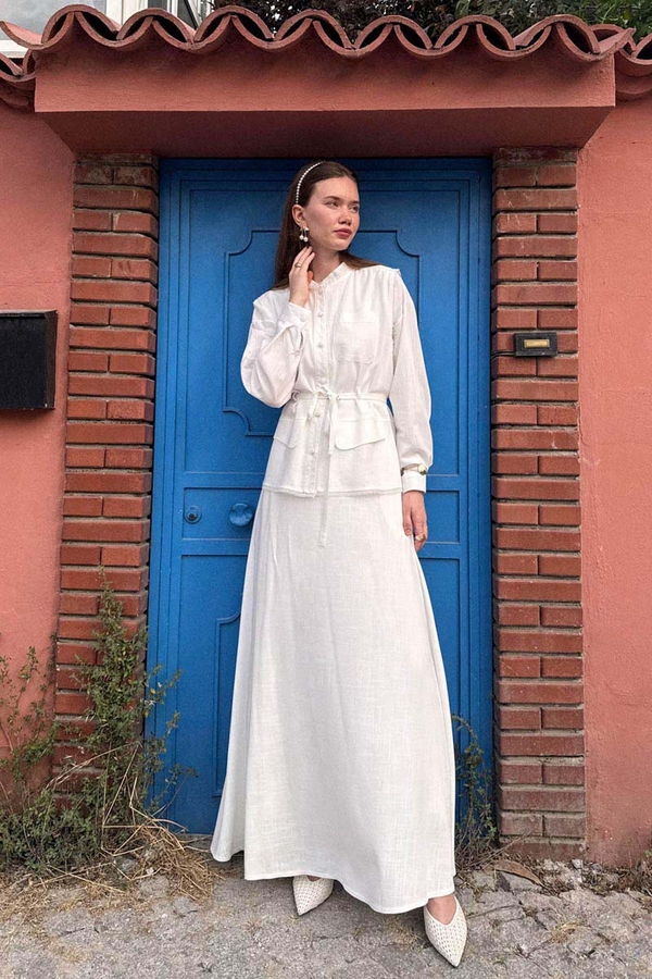 Pocketed Viscose-Linen Set White - 10