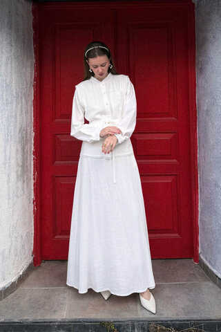 Pocketed Viscose-Linen Set White - 9