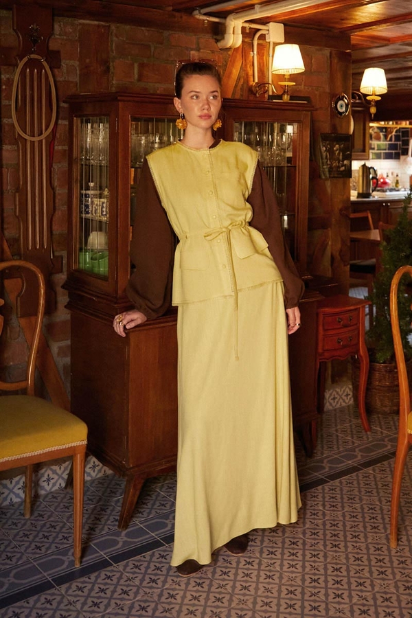 Pocketed Viscose-Linen Set Yellow