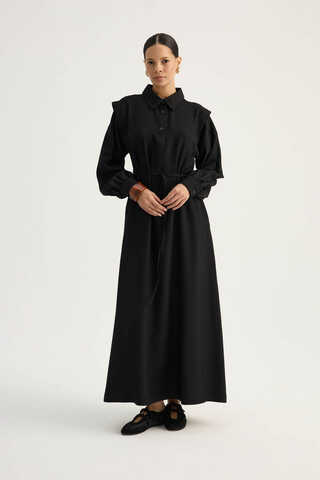 Polo Collar Dress Black - 4