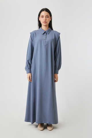 Polo Collar Dress Indigo - 4