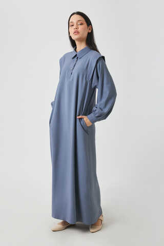 Polo Collar Dress Indigo - 12