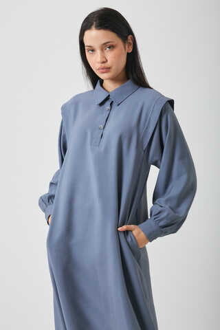 Polo Collar Dress Indigo - 13