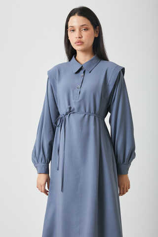 Polo Collar Dress Indigo - 3