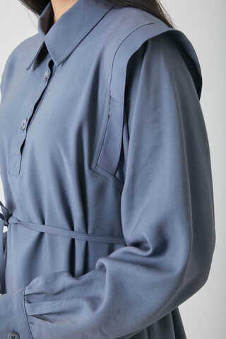 Polo Collar Dress Indigo - 10