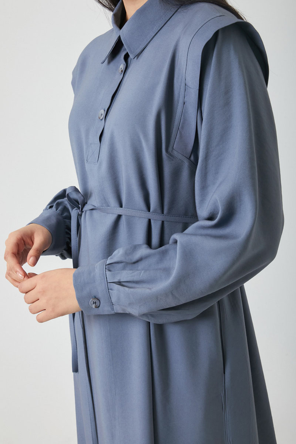 Polo Collar Dress Indigo - 9