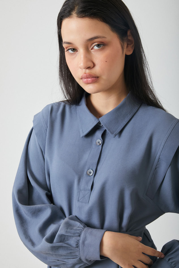 Polo Collar Dress Indigo - 6