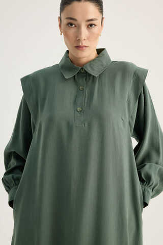 Polo Collar Dress Petrol - 1