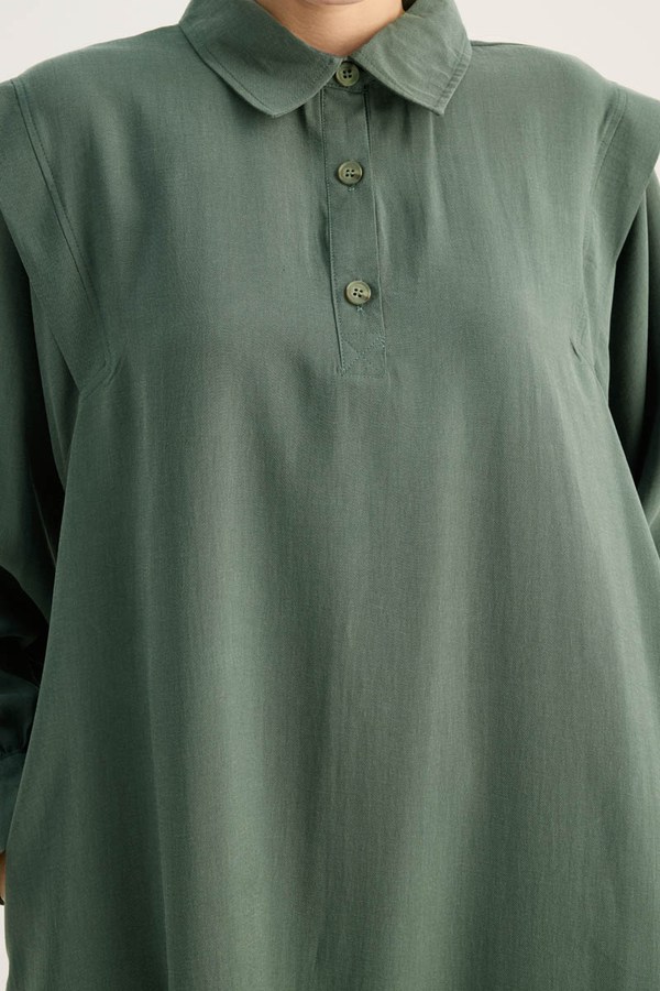 Polo Collar Dress Petrol - 3