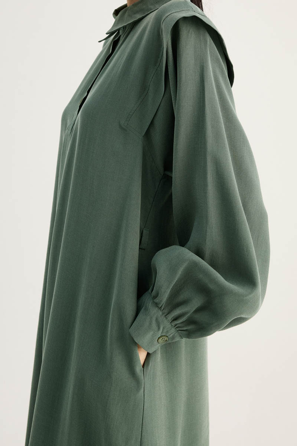 Polo Collar Dress Petrol - 4