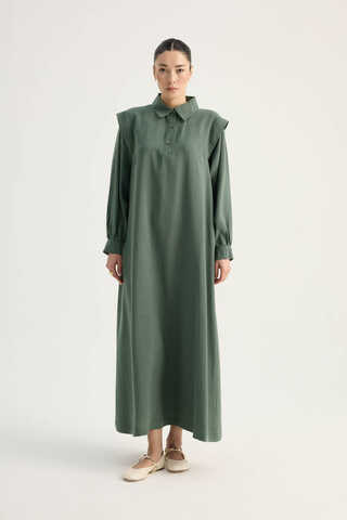 Polo Collar Dress Petrol - 5
