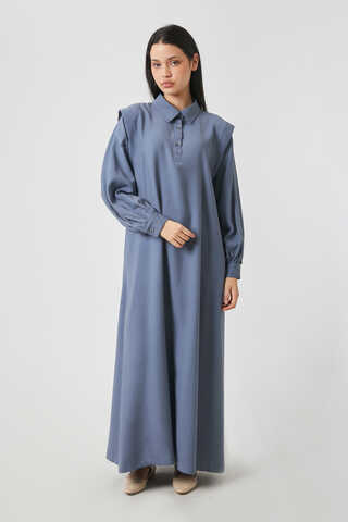 Polo Yaka Elbise İndigo - 11