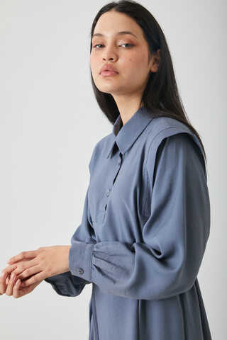 Polo Yaka Elbise İndigo - 5