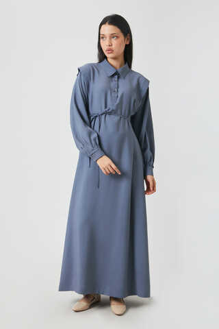 Polo Yaka Elbise İndigo - 1