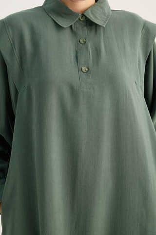 Polo Yaka Elbise Petrol - 3