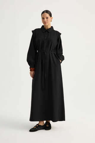 Polo Yaka Elbise Siyah - 9