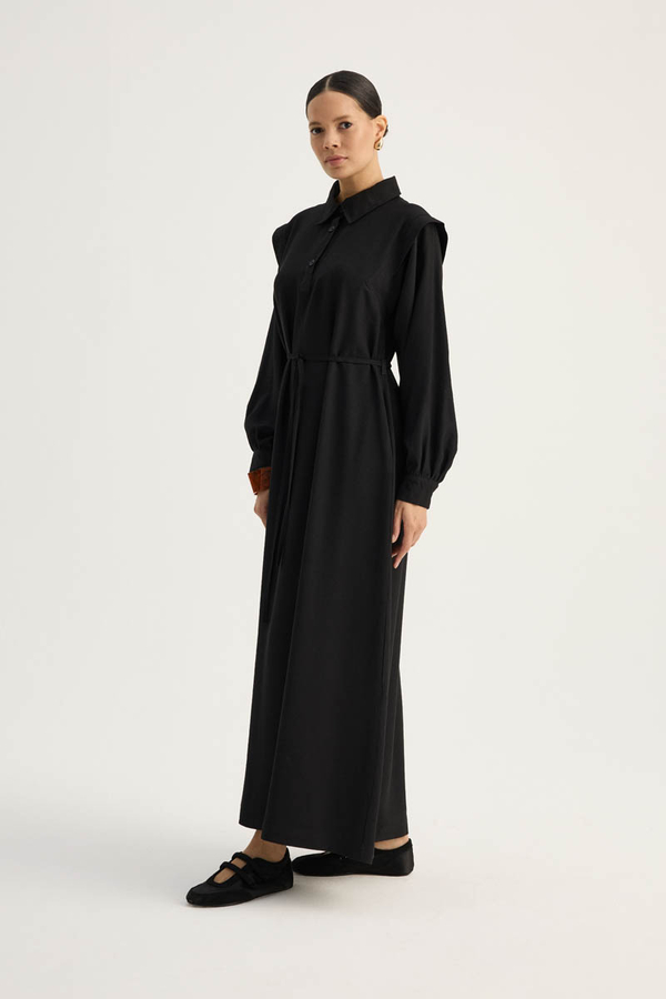 Polo Yaka Elbise Siyah - 10