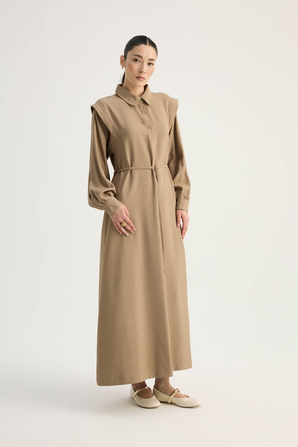 Polo Yaka Elbise Vizon - 5