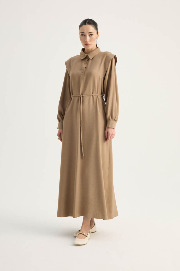 Polo Yaka Elbise Vizon - 1