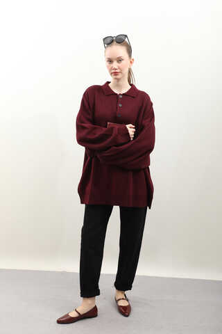 Polo Yaka Uzun Kazak Bordo - 3