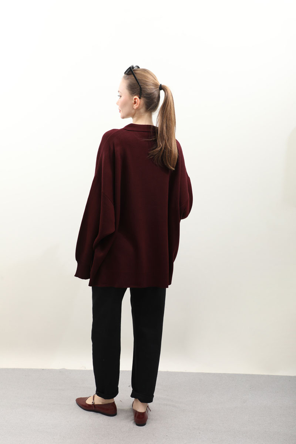 Polo Yaka Uzun Kazak Bordo - 9