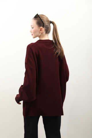 Polo Yaka Uzun Kazak Bordo - 10