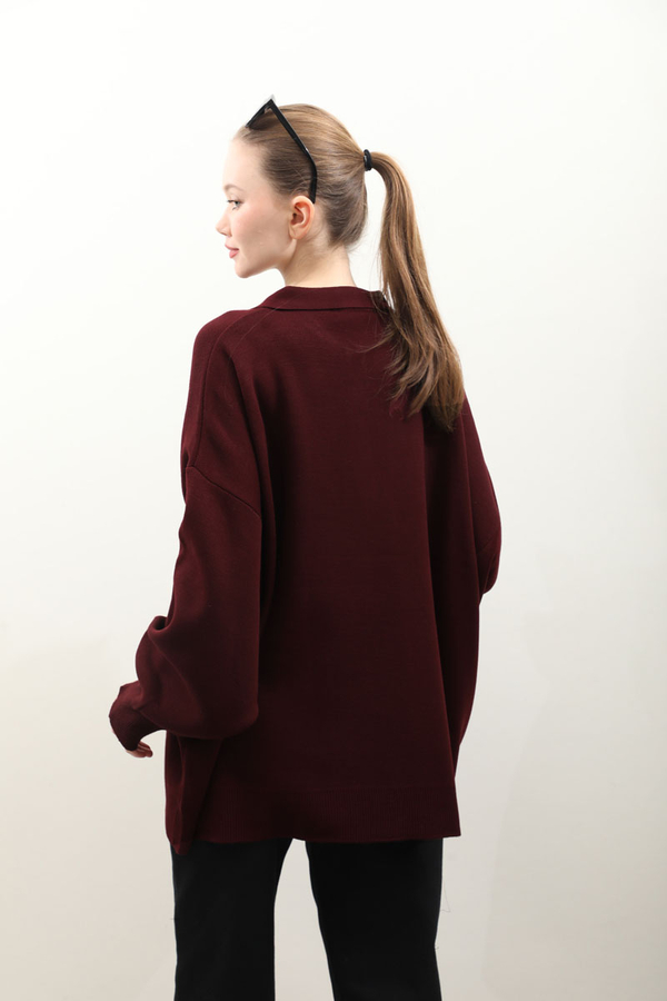 Polo Yaka Uzun Kazak Bordo - 10