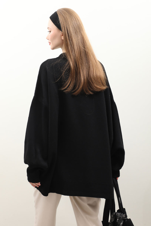 Polo Yaka Uzun Kazak Siyah - 10