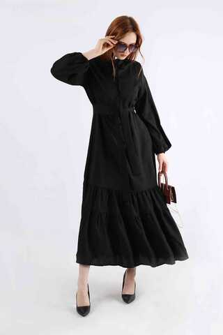 Pomegranate Belted Dress Black - 1