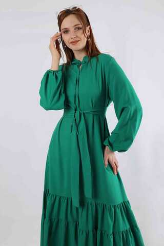 Pomegranate Belted Dress Green - 2