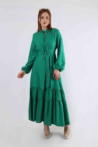 Pomegranate Belted Dress Green - 3